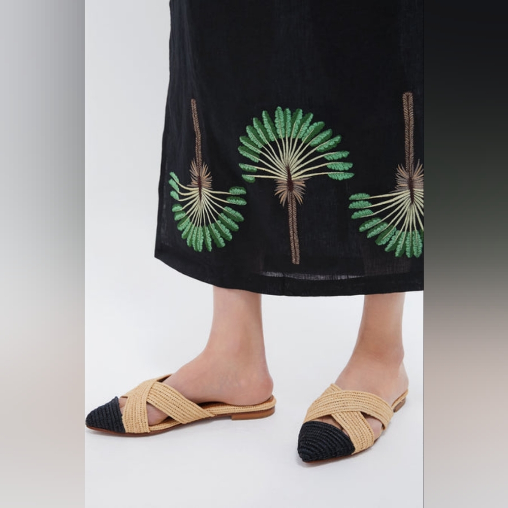 NIB Le Mogador Nude and Black Azoulay Flats Size 38 (8) W/Dustbag - Picture 8 of 13